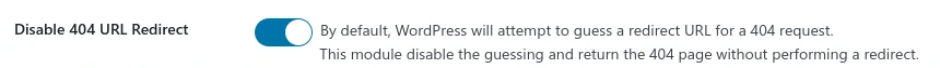 Activate Disable 404 Redirect